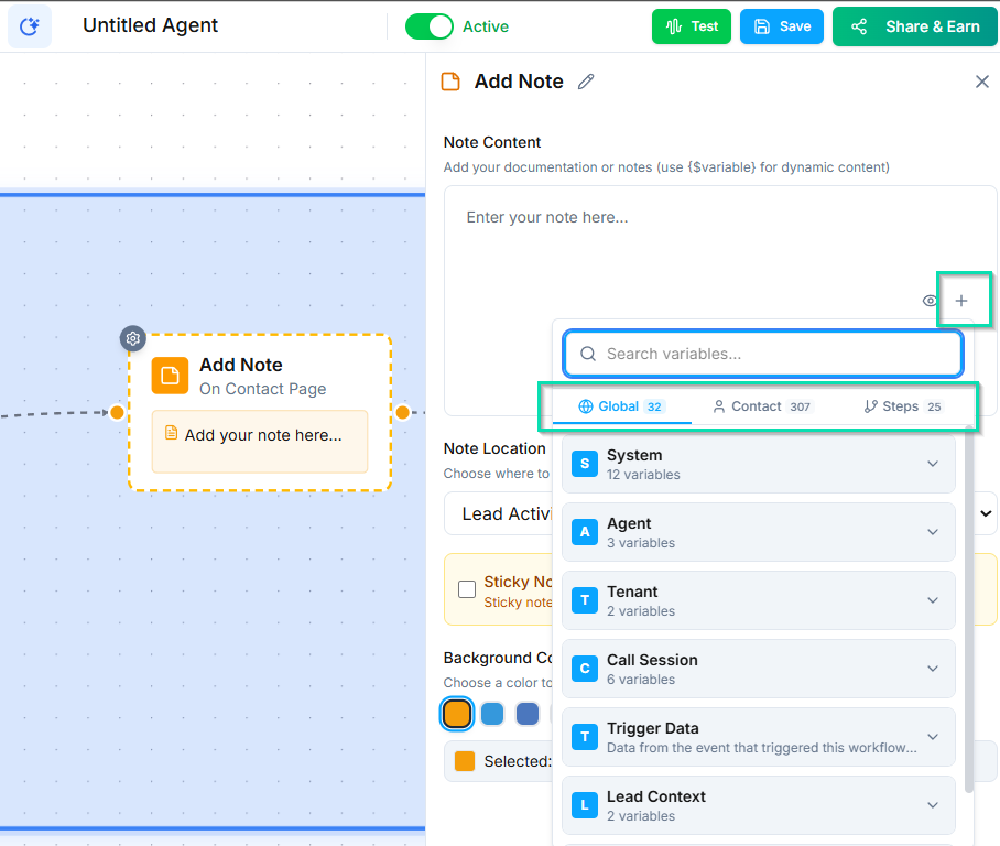 Using Variables in Notes